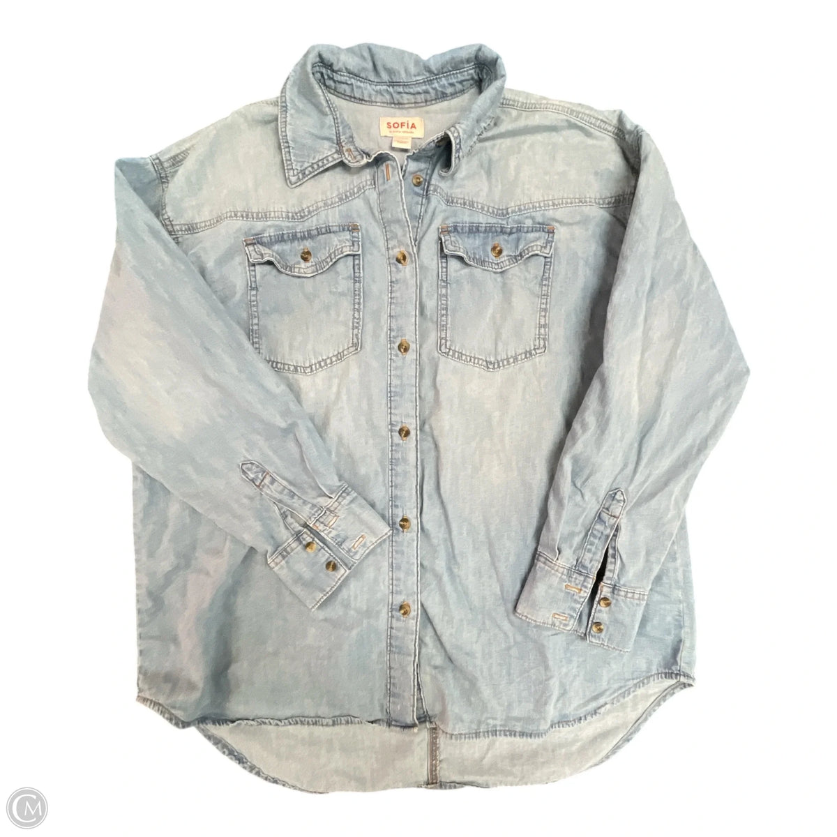 Jacket Shirt By Sofia By Sofia Vergara In Blue Denim, Size: L