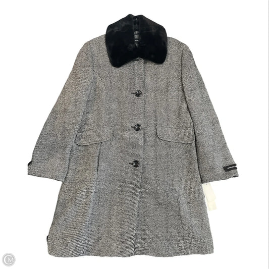Coat Faux Fur & Sherpa By Jones New York In Black & Grey, Size: L