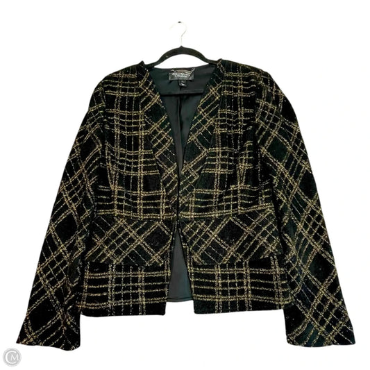 Jacket Luxury Designer By St John Collection In Black & Gold, Size: 8