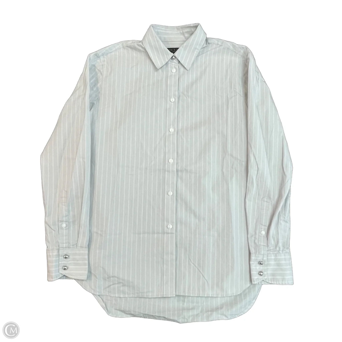Top Long Sleeve By Rag And Bone In Grey & White, Size: S