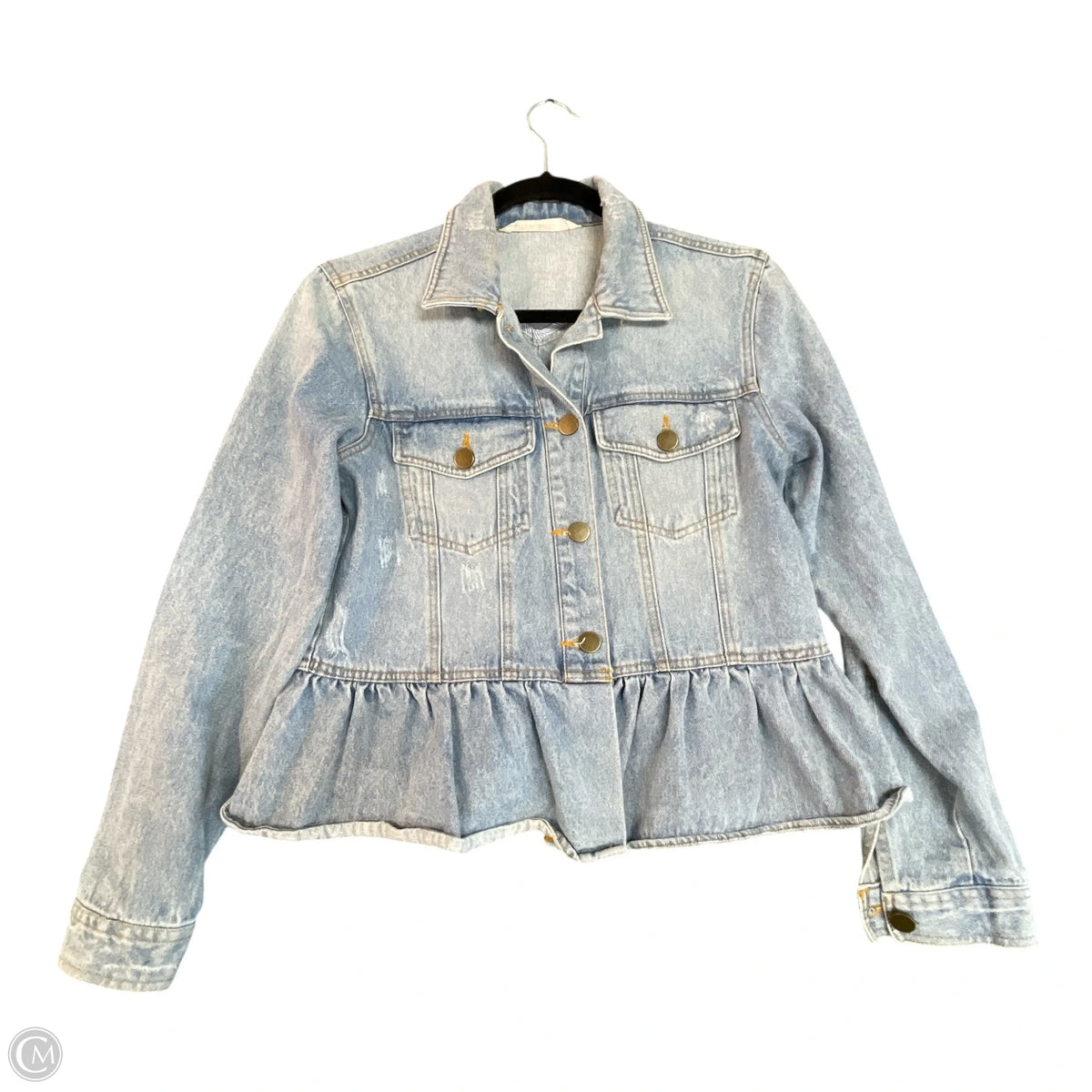 Jacket Shirt By Given Kale In Blue Denim, Size: S