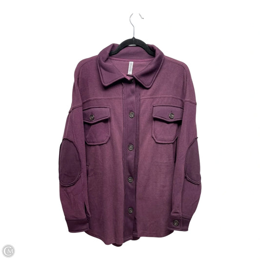 Jacket Shirt By Zenana Outfitters In Purple, Size: M