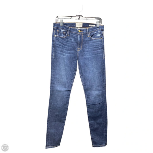 Jeans Skinny By Frame In Blue Denim, Size: 8