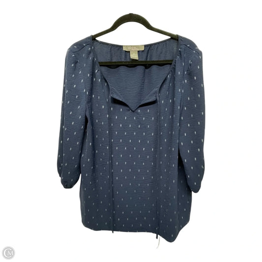 Top 3/4 Sleeve By Clothes Mentor In Blue & White, Size: M