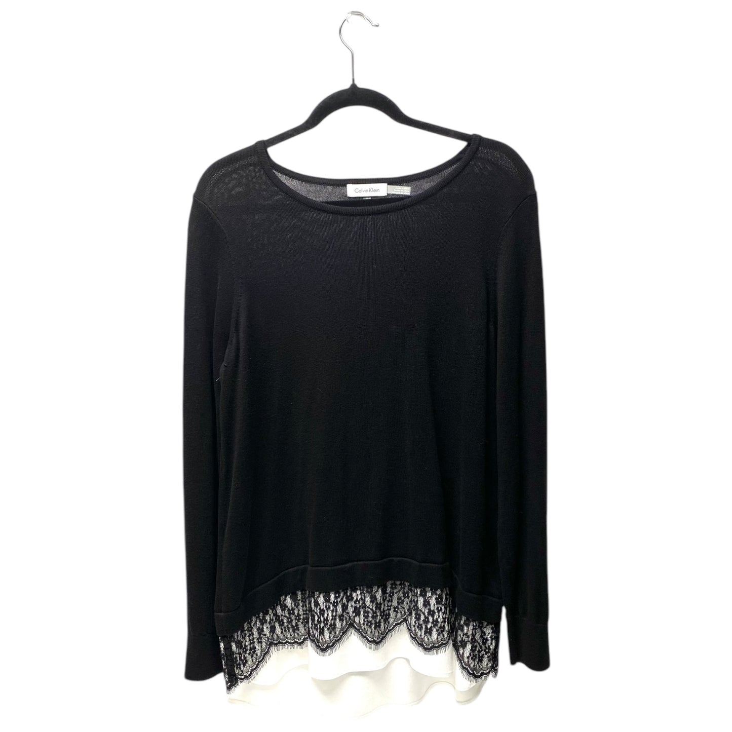 Sweater By Calvin Klein In Black & White, Size: M