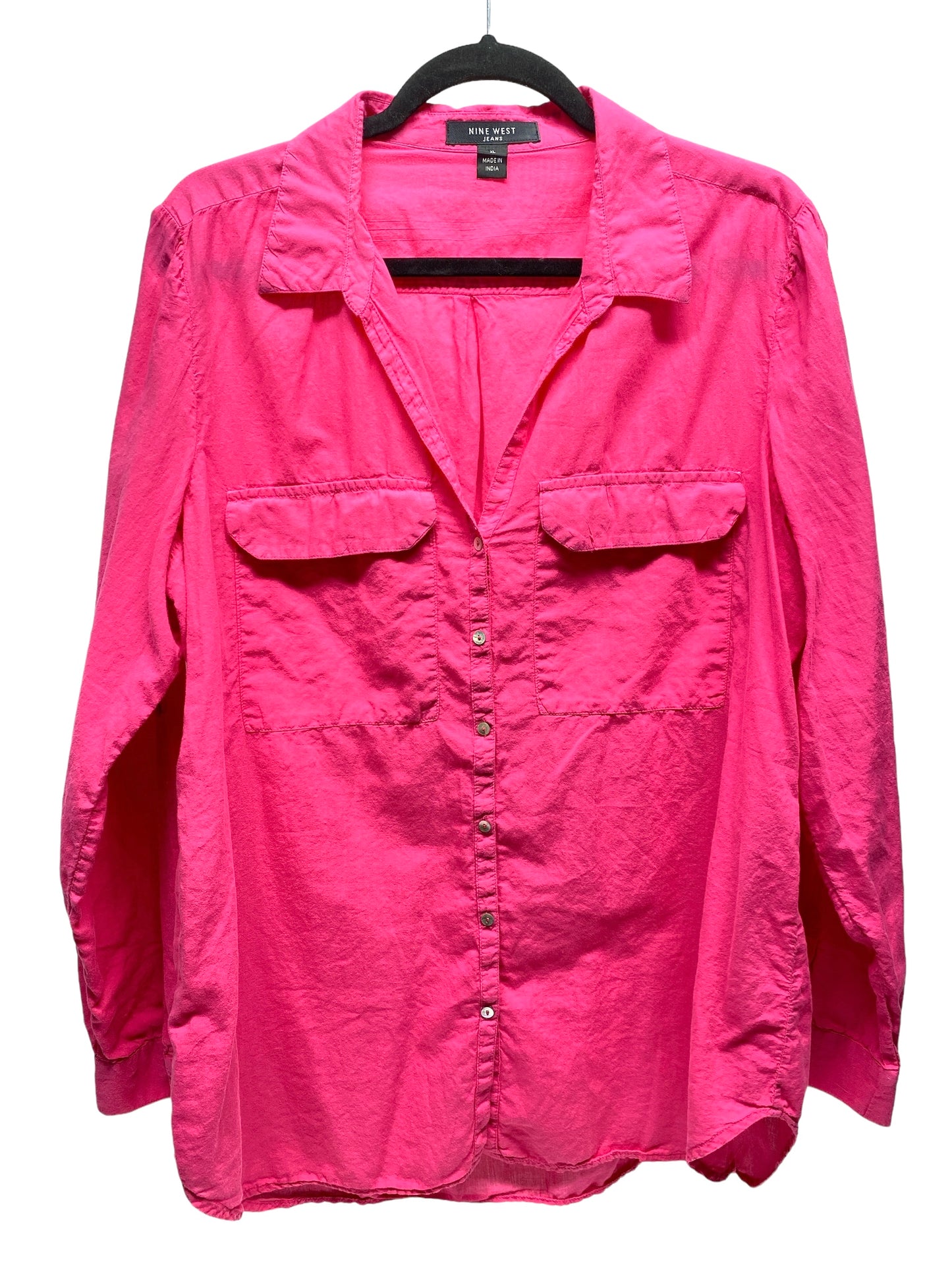 Top Long Sleeve By Nine West In Pink, Size: Xl