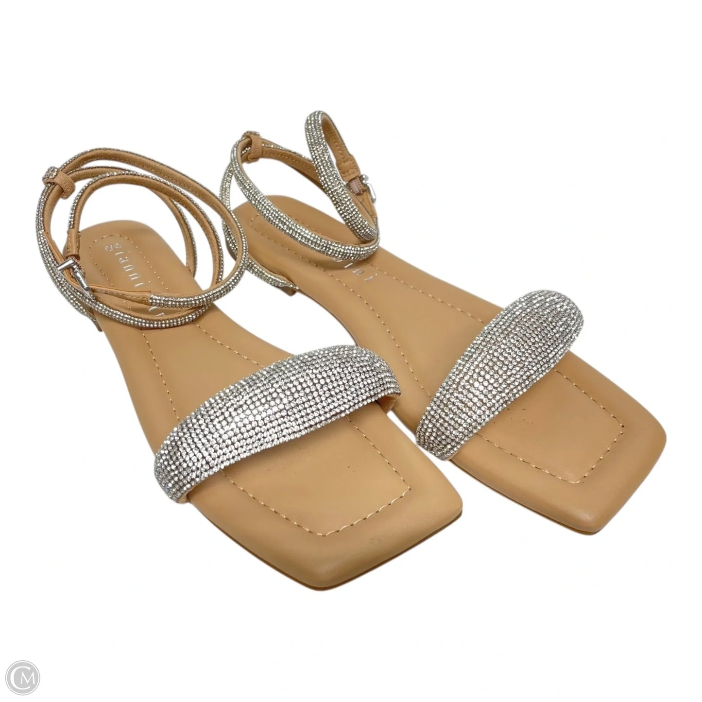 Sandals Flats By Gianni Bini In Silver & Tan, Size: 8.5