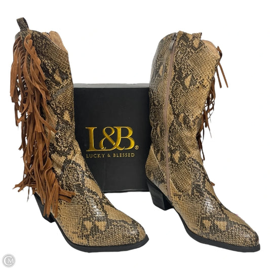 Boots Western By L&B In Snakeskin Print, Size: 9