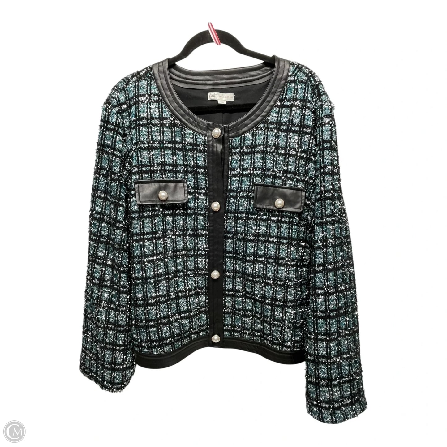 Blazer By Cato In Black & Blue, Size: 4x