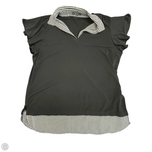 Top Short Sleeve By Adrianna Papell In Black & White, Size: L