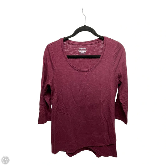 Top 3/4 Sleeve By Chicos In Maroon, Size: S