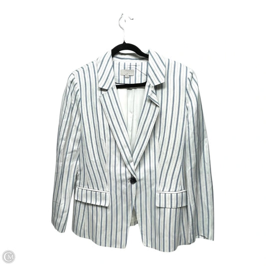 Blazer By Loft In Blue & White, Size: 14