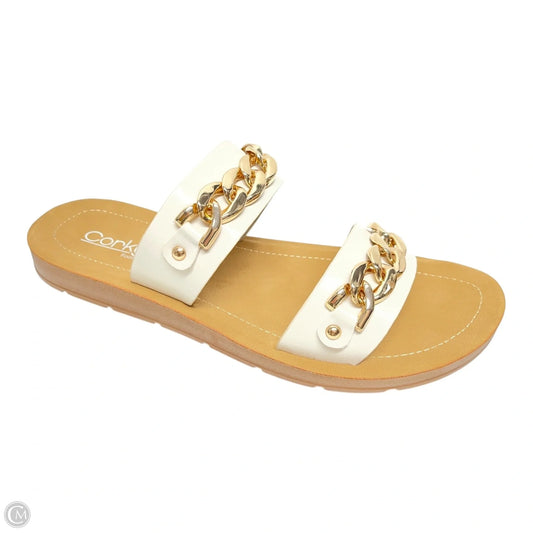Sandals Flats By Corkys In Tan & White, Size: 10