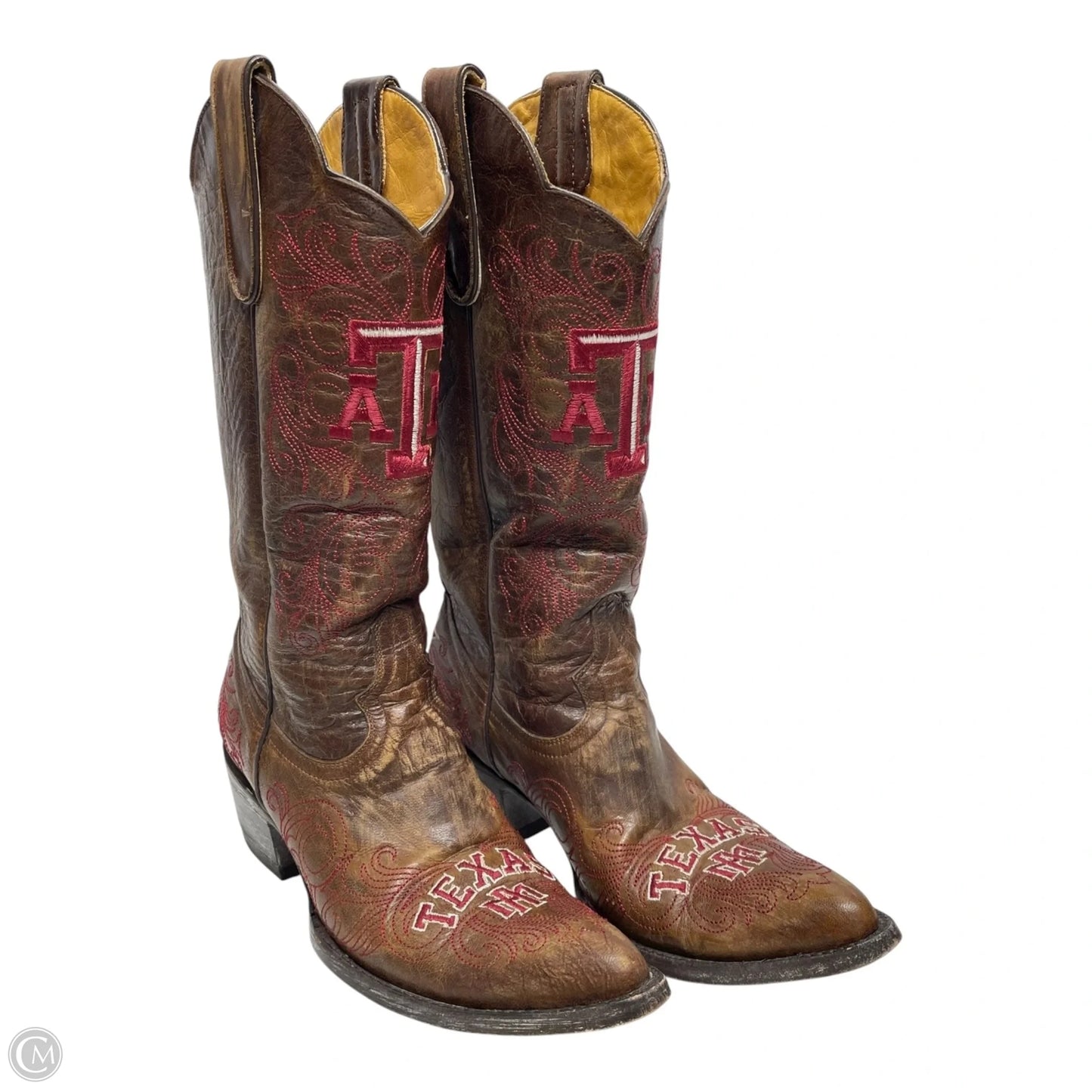 Boots Western By GAMEDAY BOOTS In Brown & Red, Size: 7.5