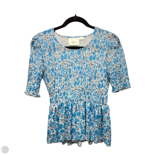 Top Short Sleeve By Maeve In Blue & White, Size: S