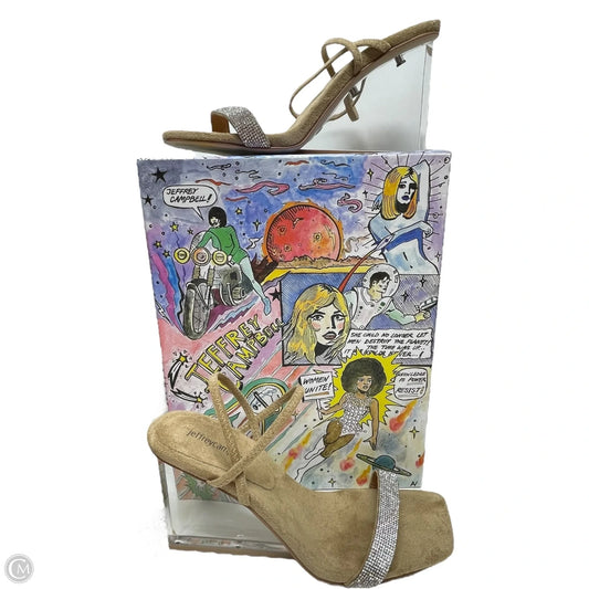 Shoes Heels Wedge By Jeffrey Campbell In Silver & Tan, Size: 10