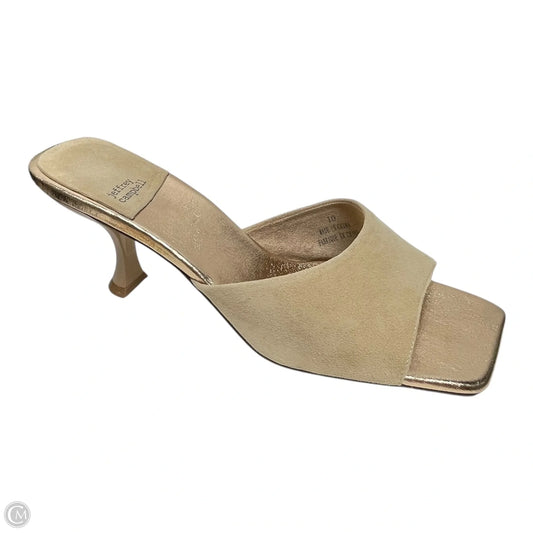 Sandals Heels Kitten By Jeffrey Campbell In Gold & Tan, Size: 10