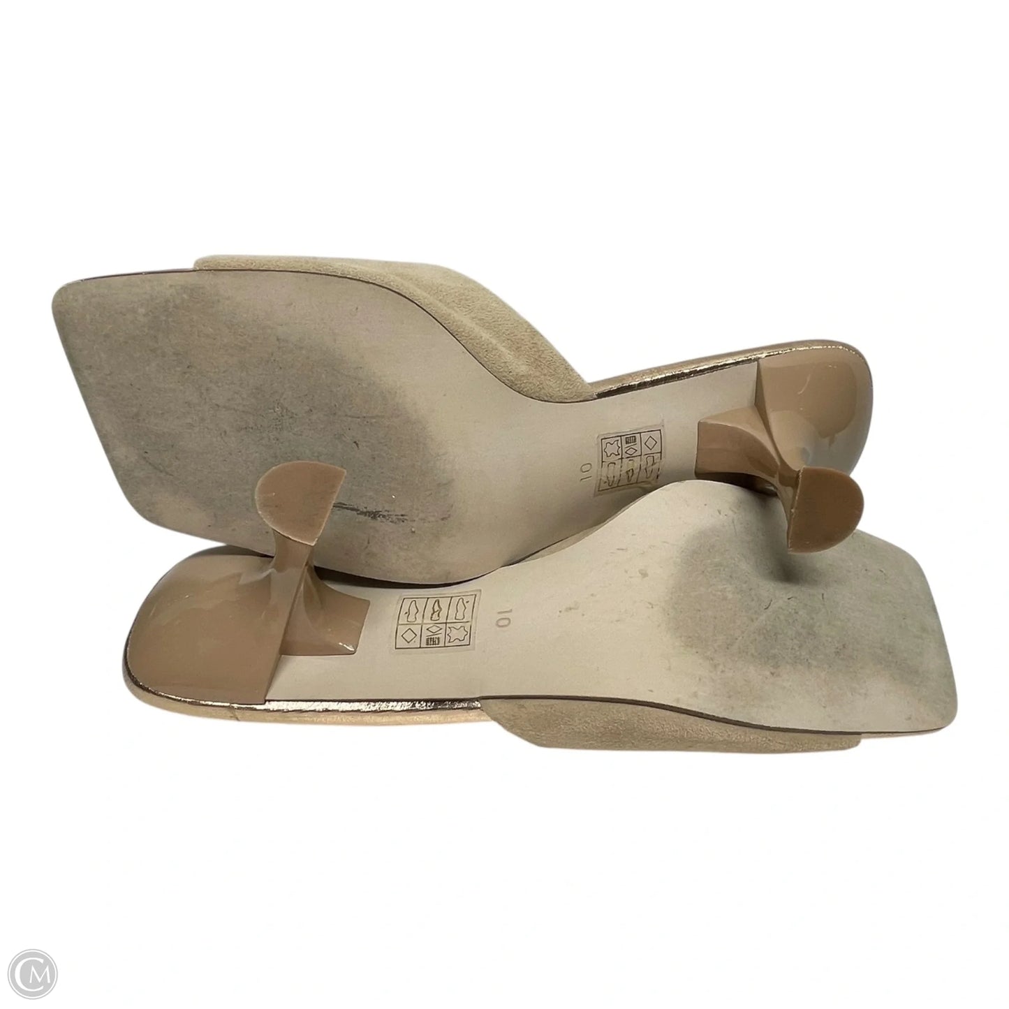 Sandals Heels Kitten By Jeffrey Campbell In Gold & Tan, Size: 10