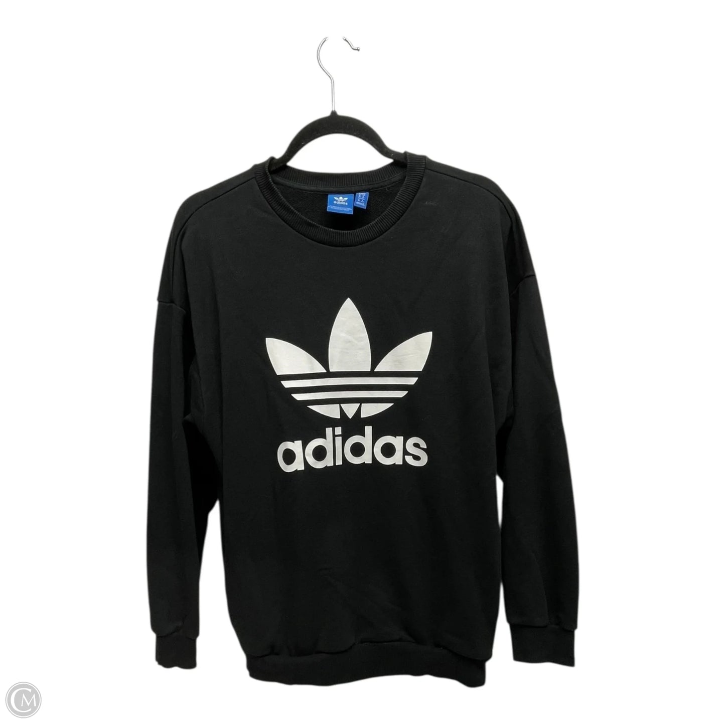Athletic Sweatshirt Crewneck By Adidas In Black & White, Size: S