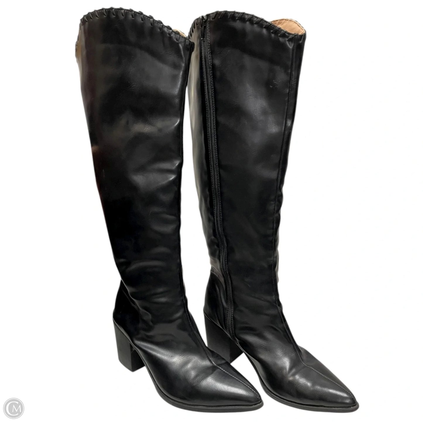 Boots Knee Heels By Clothes Mentor In Black, Size: 11