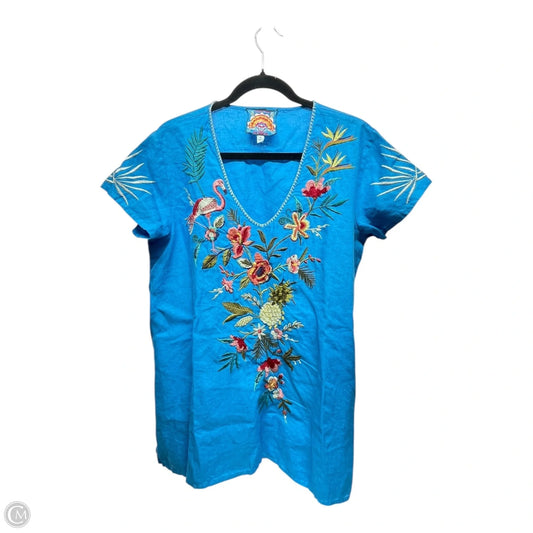 Tunic Short Sleeve By Johnny Was In Floral Print, Size: M