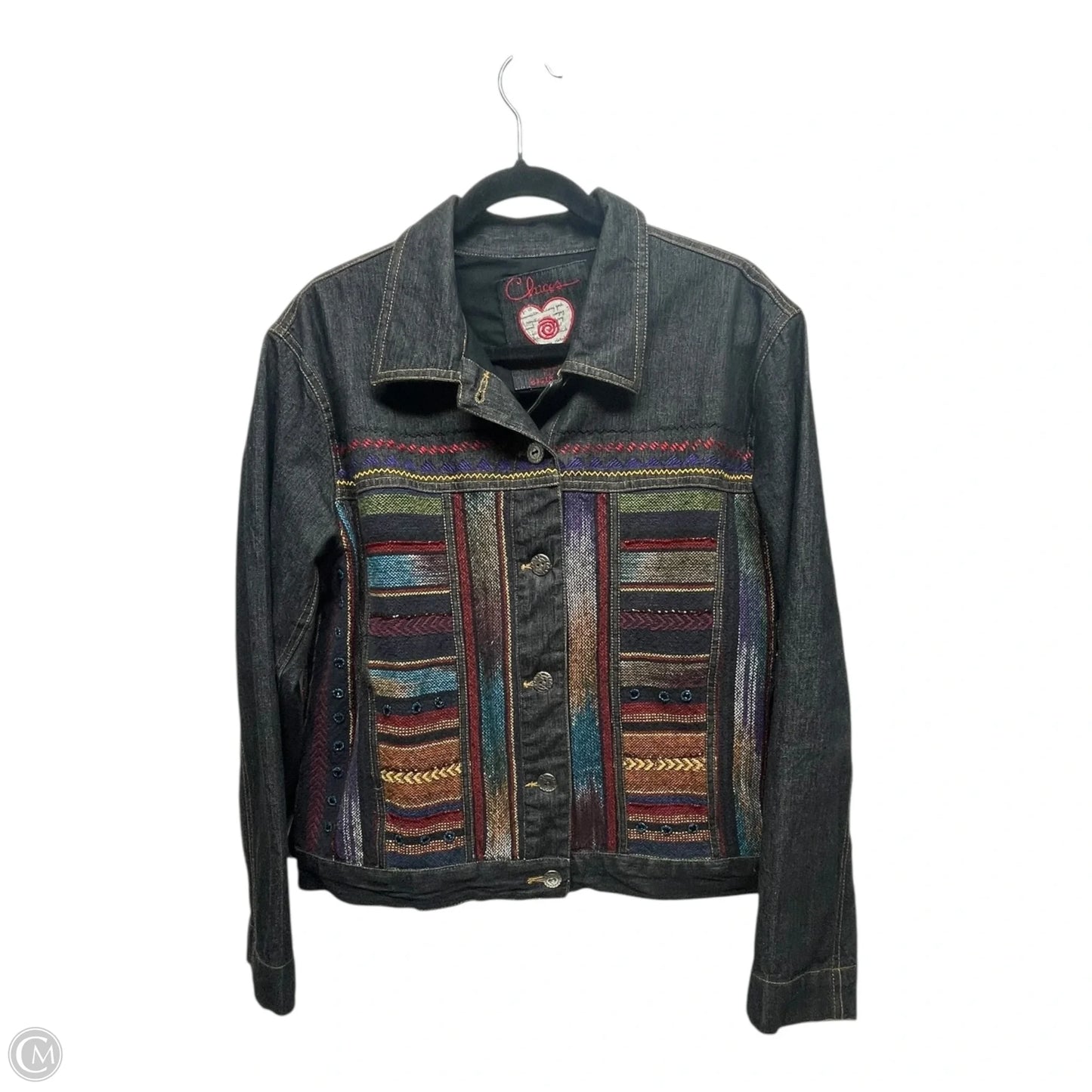 Jacket Denim By Chicos In Multi-colored, Size: L