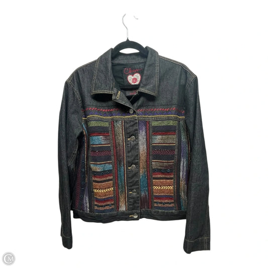 Jacket Denim By Chicos In Multi-colored, Size: L