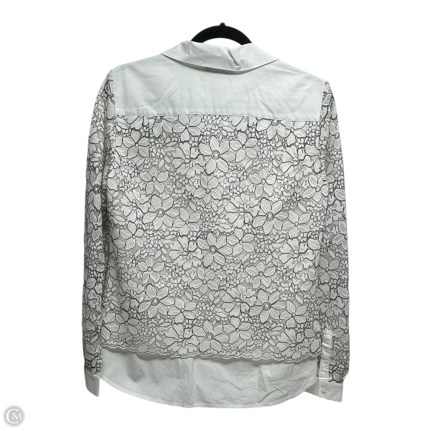 Top Long Sleeve Designer By Karl Lagerfeld In Black & White, Size: M