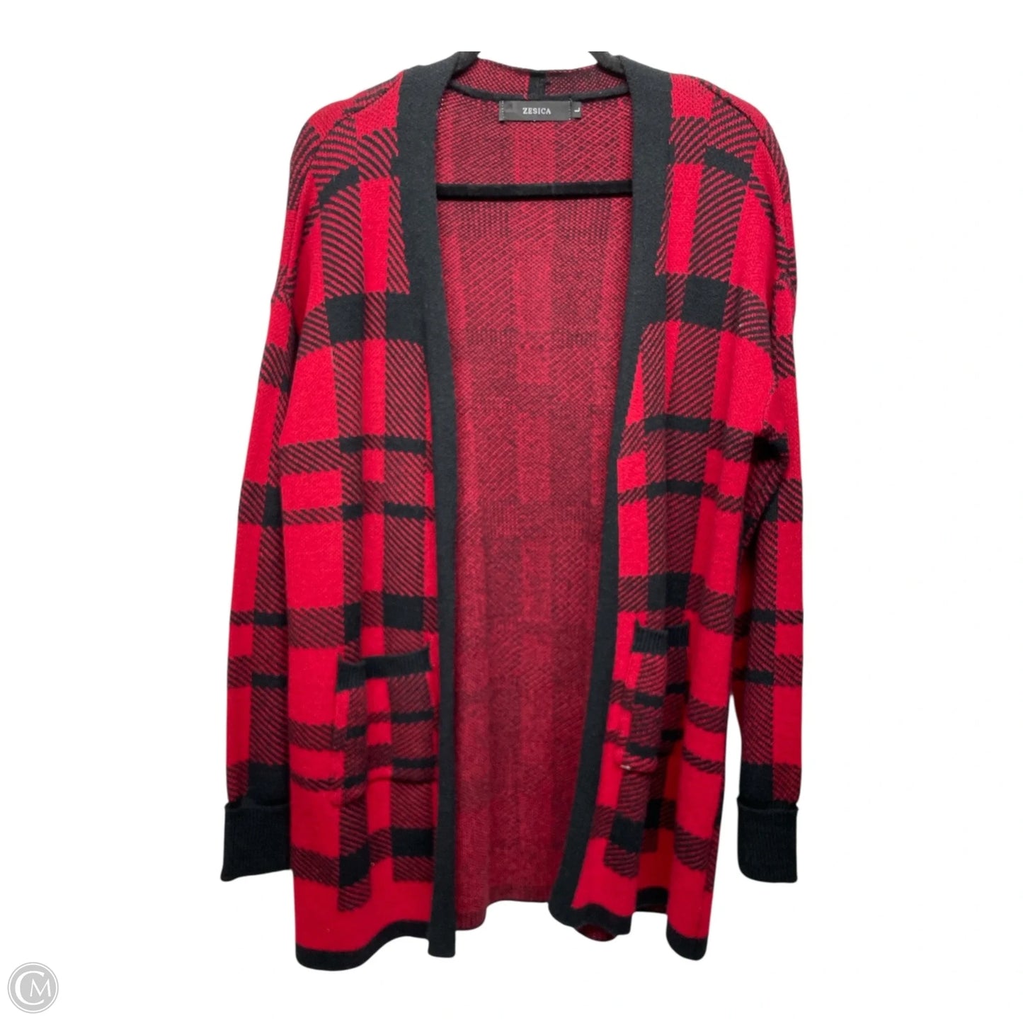 Cardigan By Zesica In Black & Red, Size: L