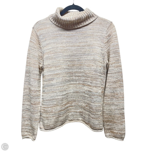 Sweater By Jeanne Pierre In Tan & White, Size: M