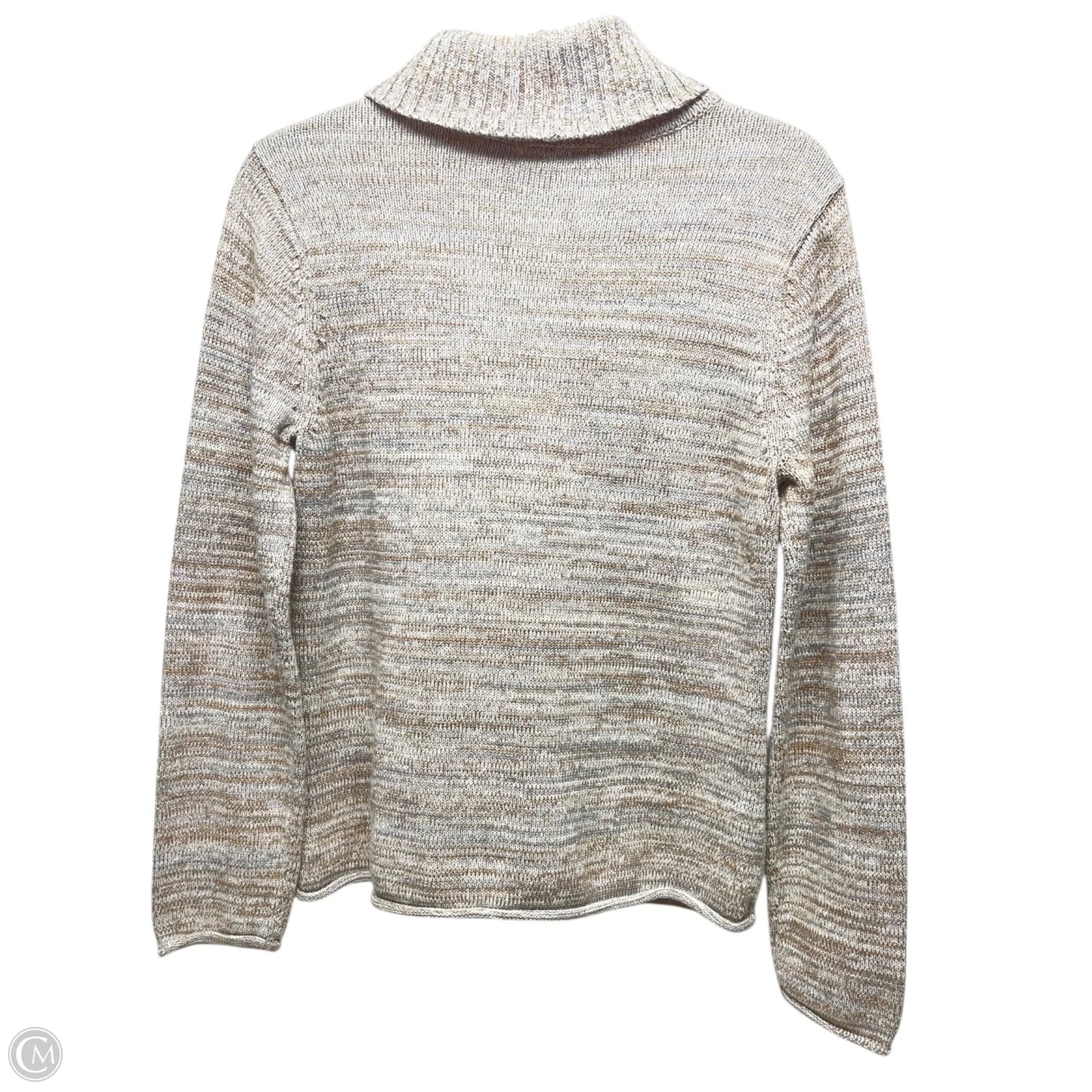 Sweater By Jeanne Pierre In Tan & White, Size: M