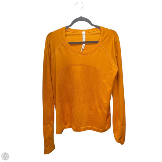 Athletic Top Long Sleeve Crewneck By Lululemon In Orange, Size: 12