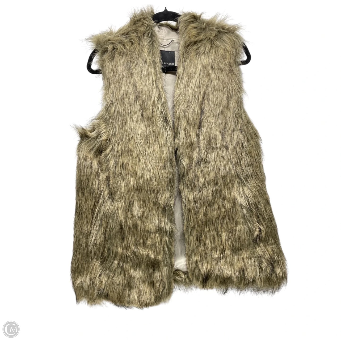 Vest Faux Fur & Sherpa By Banana Republic In Black & Tan, Size: Mp