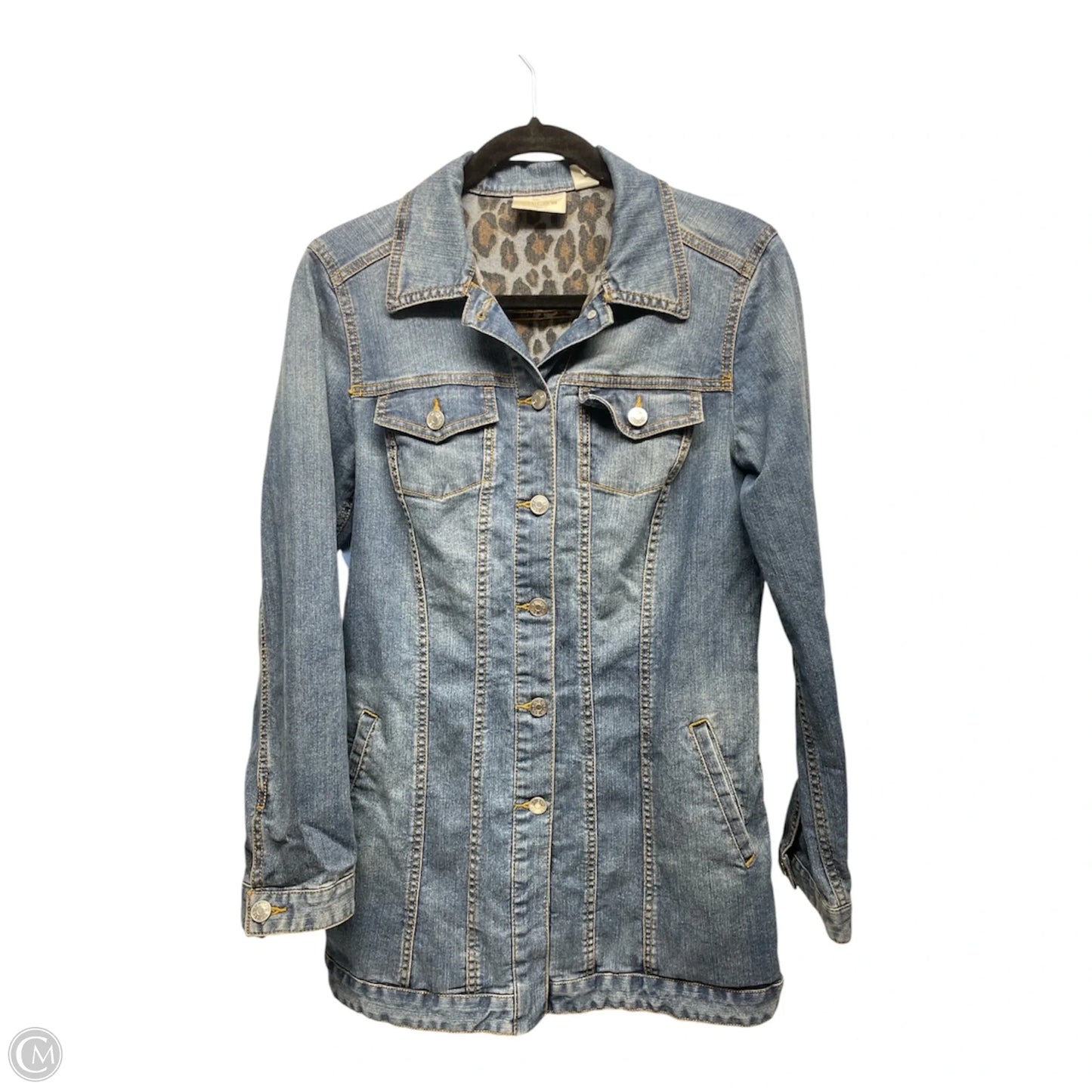 Jacket Denim By Chicos In Blue, Size: S