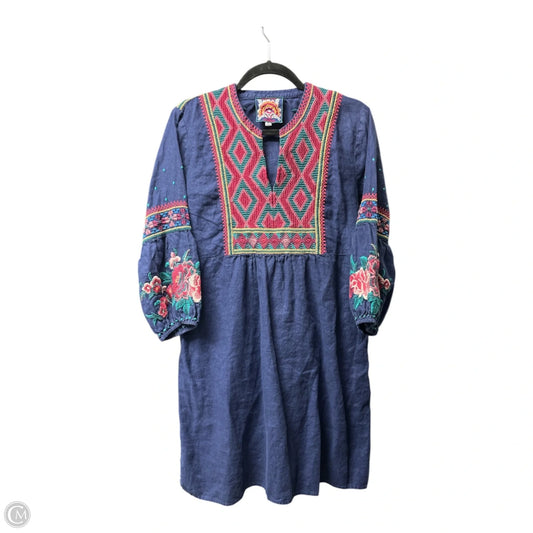 Dress Casual Short By Johnny Was In Blue & Pink, Size: M