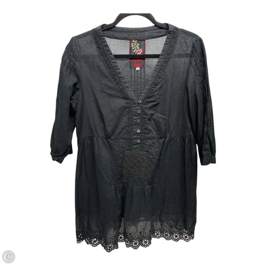Top 3/4 Sleeve Designer By Johnny Was In Black, Size: M