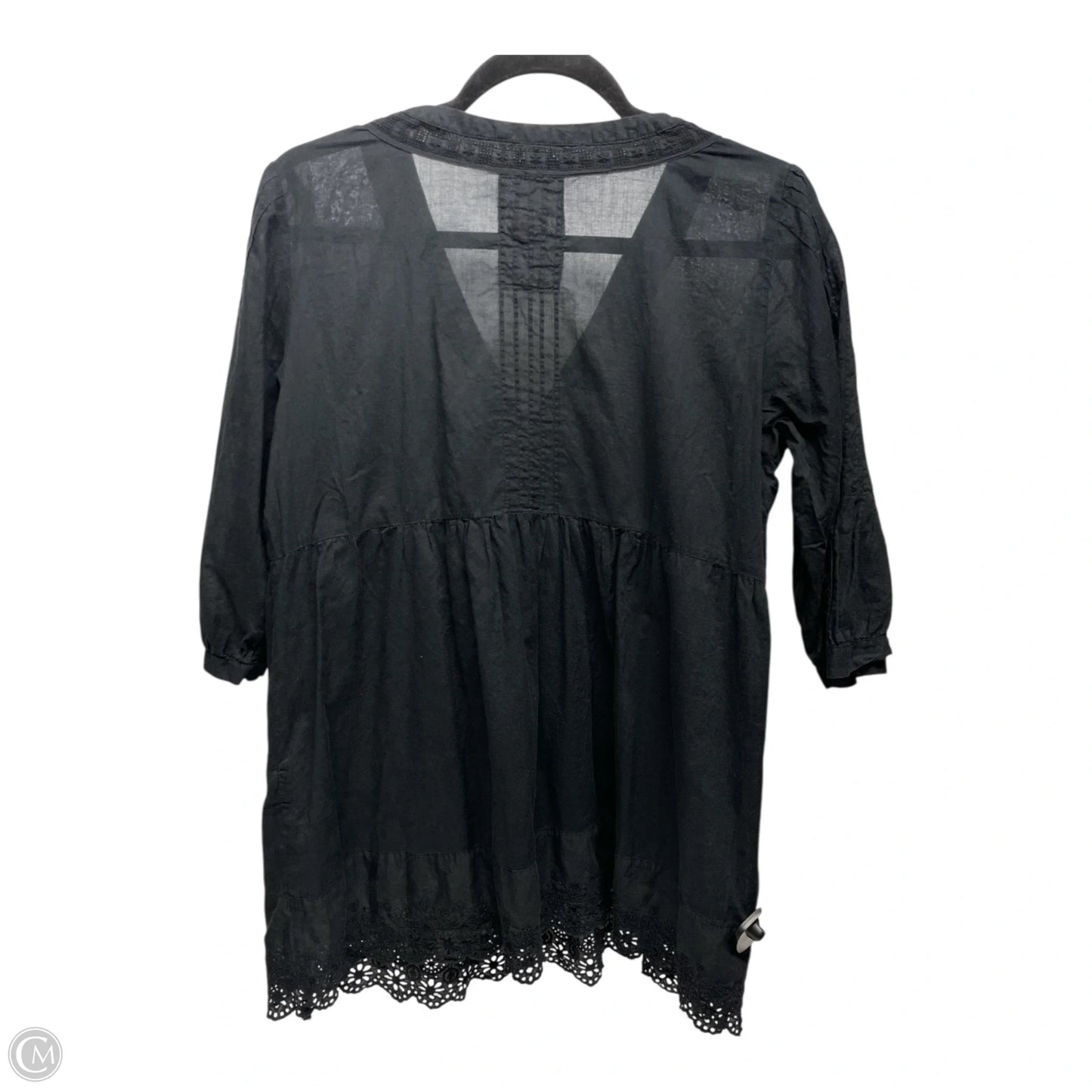 Top 3/4 Sleeve Designer By Johnny Was In Black, Size: M