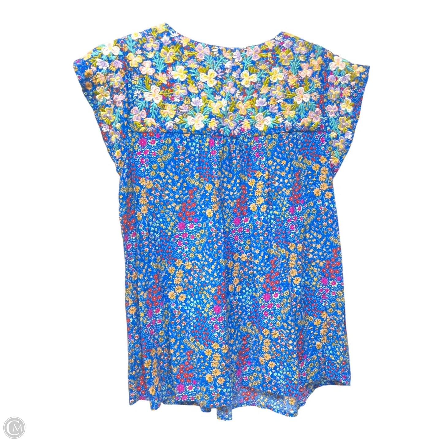 Top Short Sleeve By Savanna Jane In Blue, Size: M