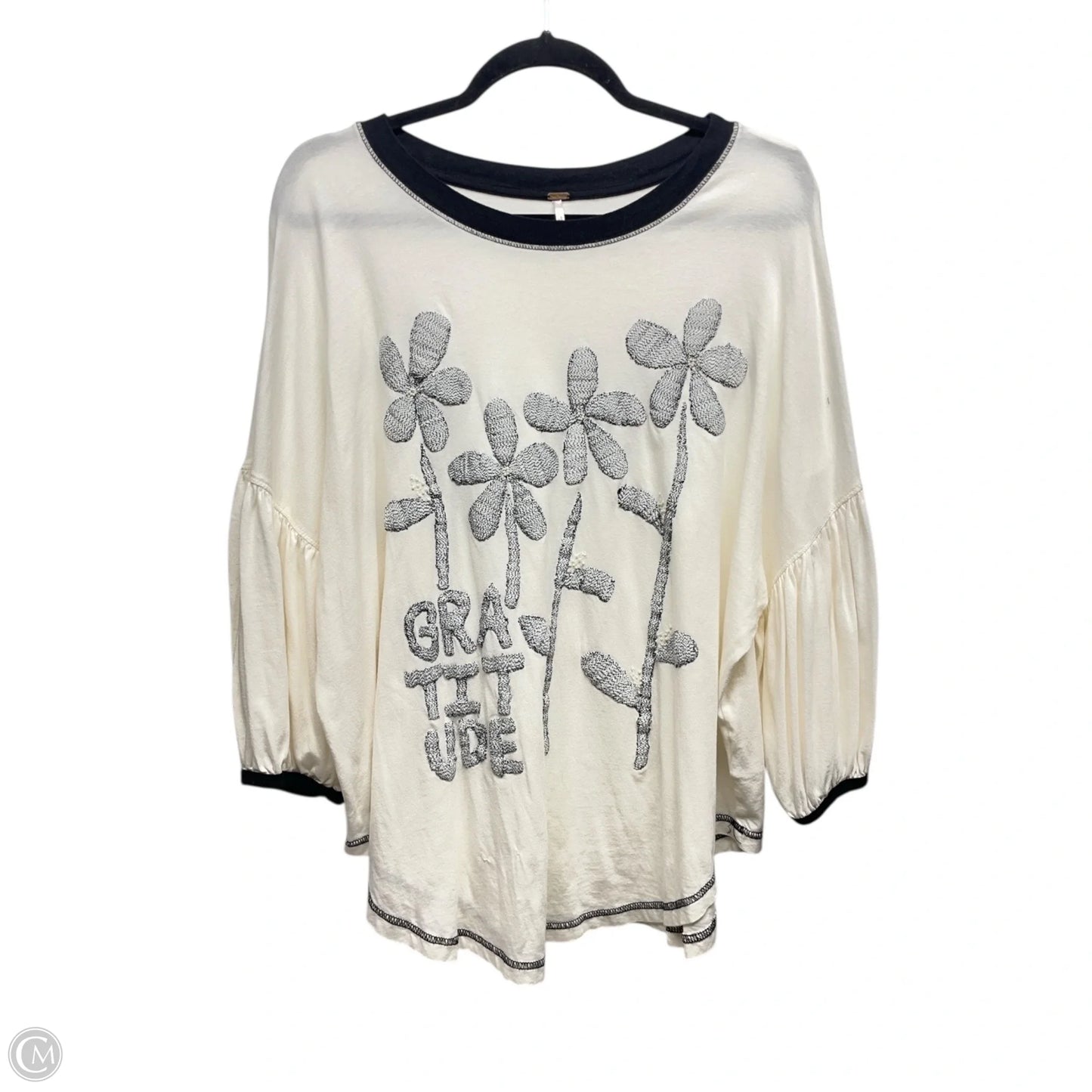 Top Long Sleeve By Free People In Black & White, Size: L