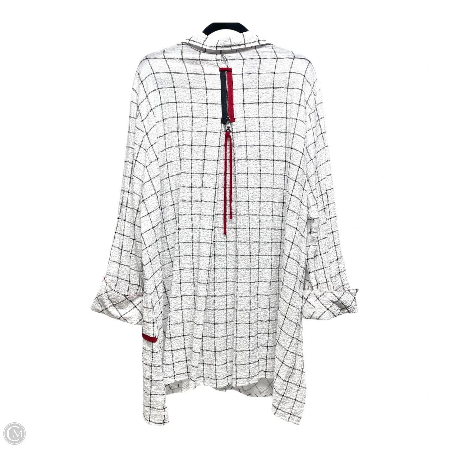 Tunic Long Sleeve By Ali Miles In Red & White, Size: 2x