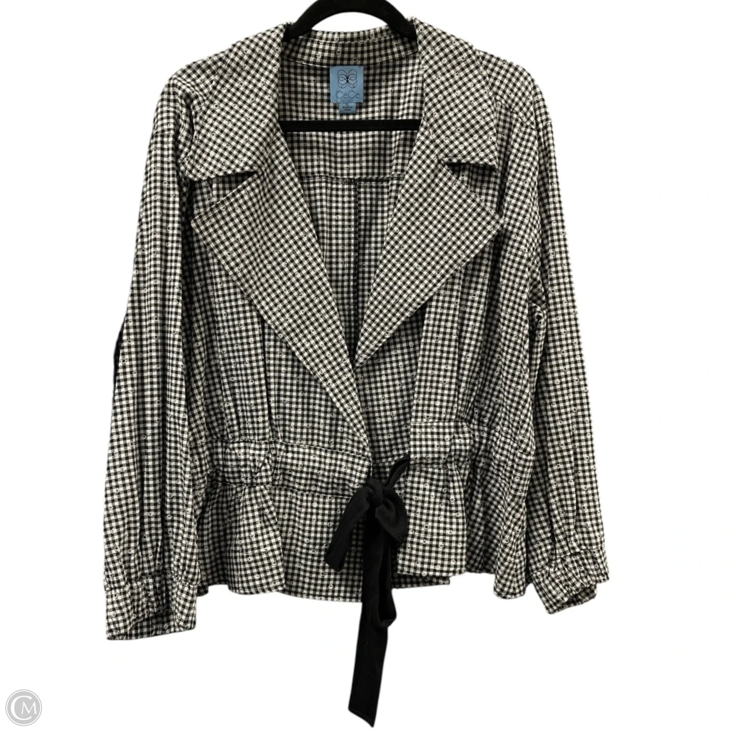 Top Long Sleeve By Cece In Black & White, Size: Xl
