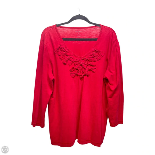 Top Long Sleeve By Van Heusen In Red, Size: Xxl