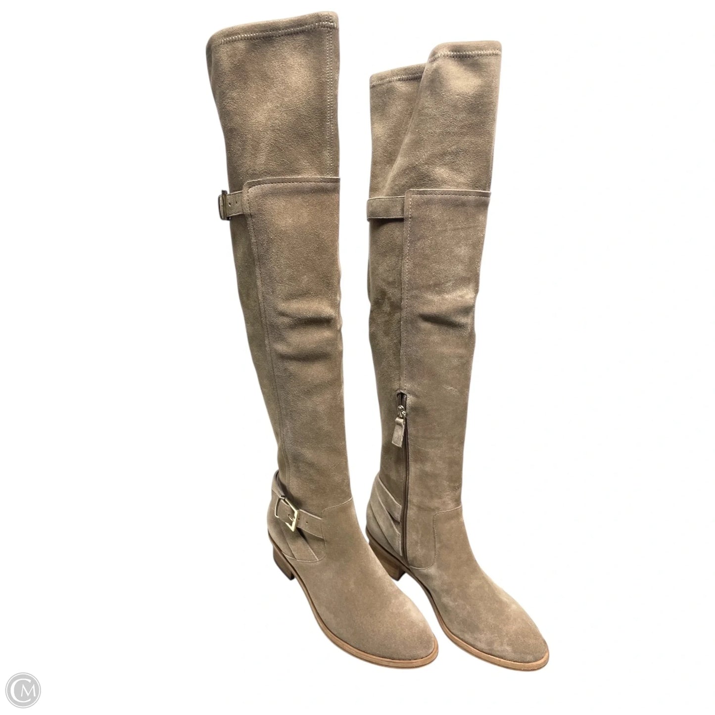 Boots Knee Heels By elaine turner -  In Taupe, Size: 7