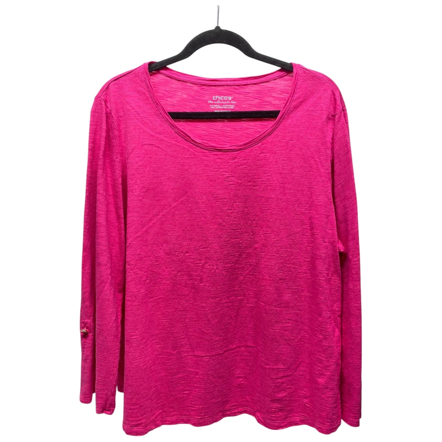 Top Long Sleeve By Chicos In Pink, Size: Xl