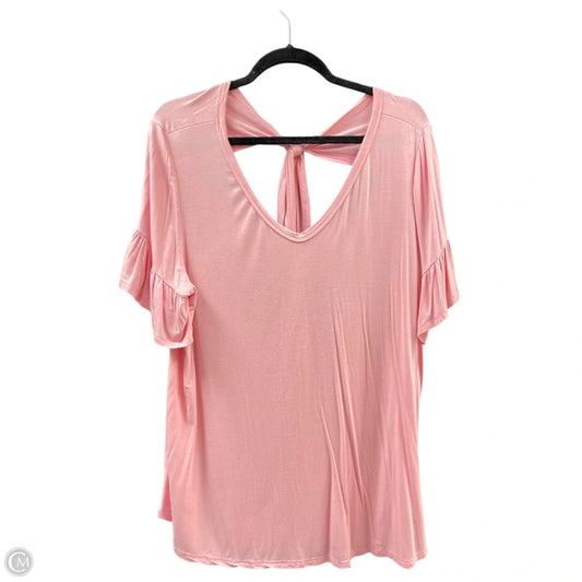 Top Short Sleeve By Emerald In Pink, Size: 1x