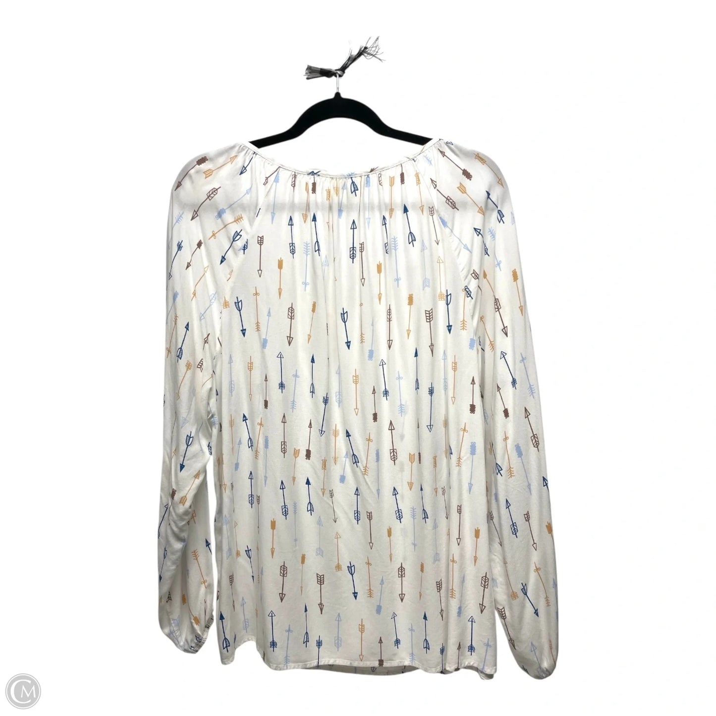Top Long Sleeve By Savanna Jane In Blue & White, Size: 2x