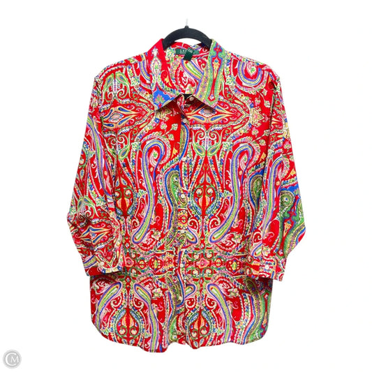 Top Long Sleeve By Lauren By Ralph Lauren In Blue & Red, Size: 2x
