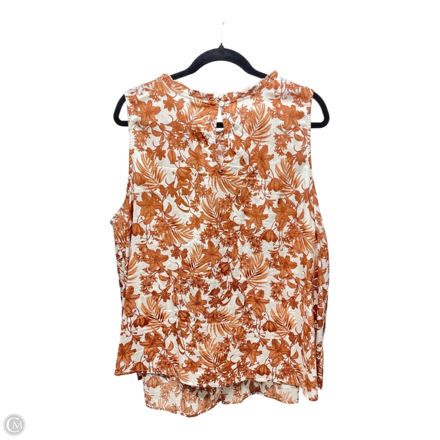 Top Sleeveless By Ana In Brown & White, Size: 1x