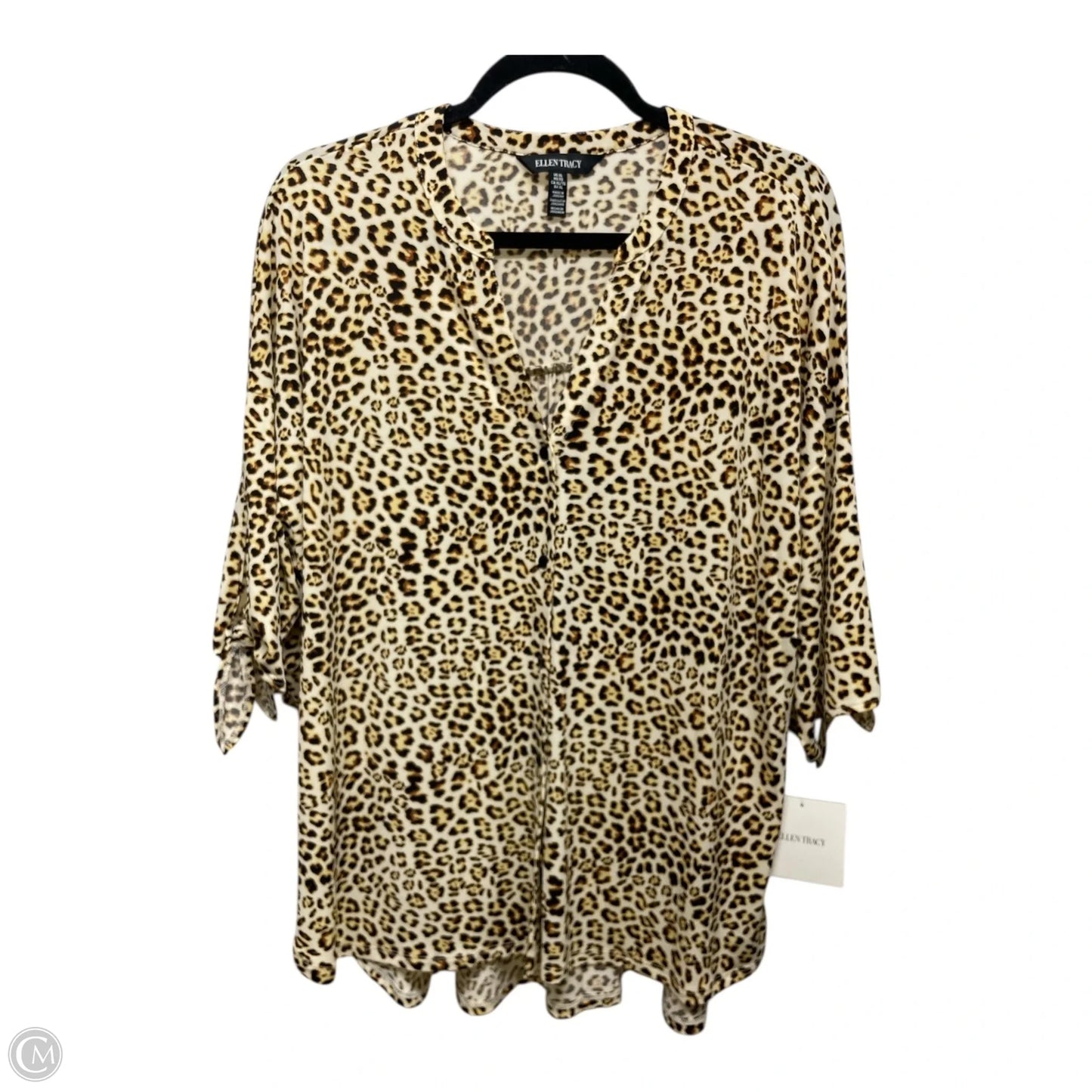 Top 3/4 Sleeve By Ellen Tracy In Animal Print, Size: Xl