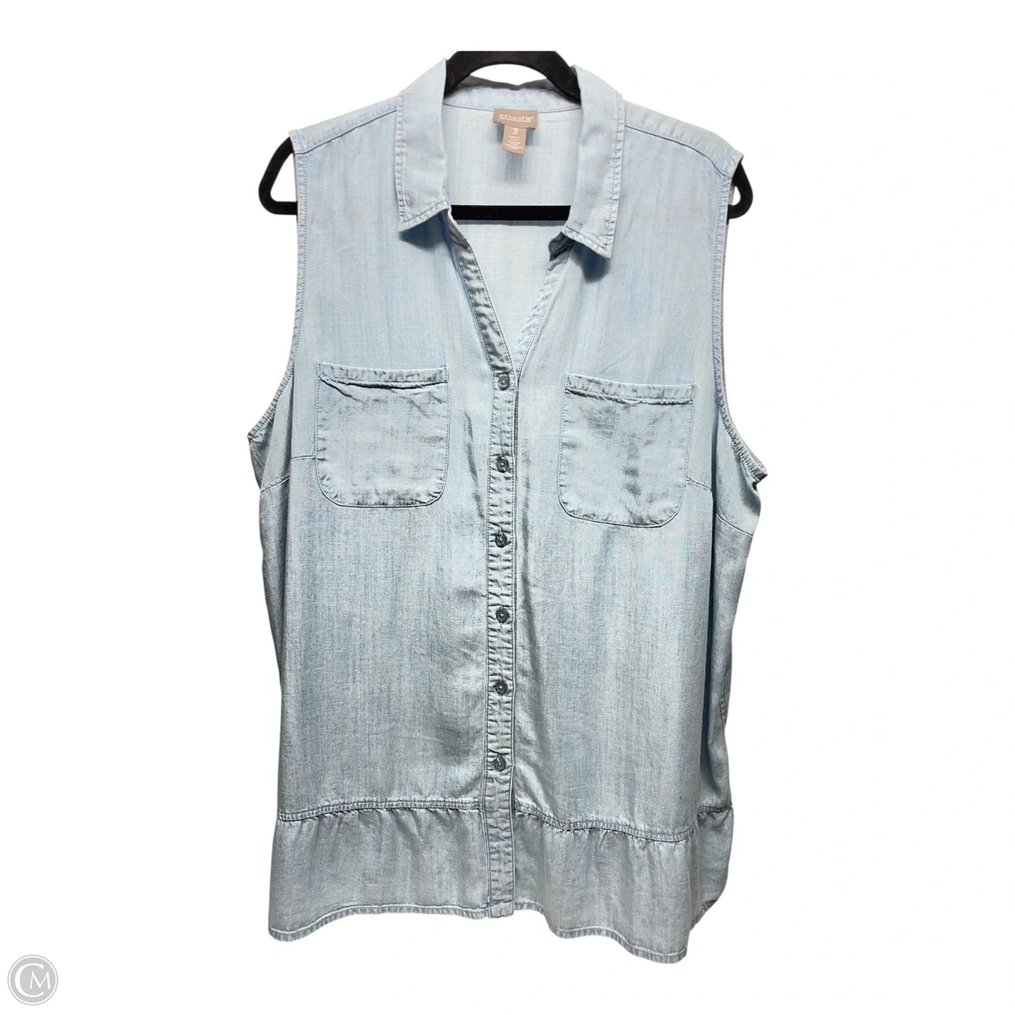 Top Sleeveless By Chicos In Blue, Size: Xl